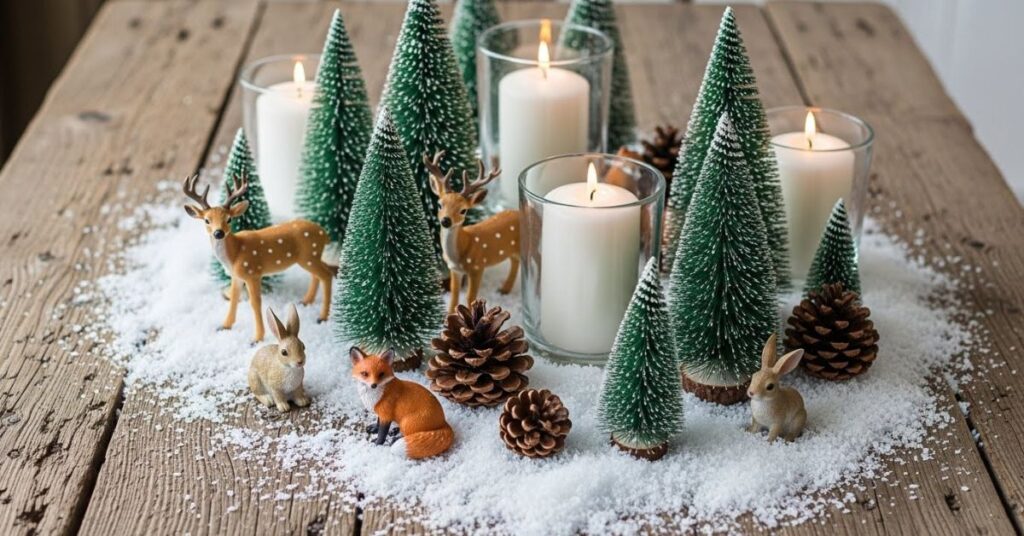Woodland Christmas Table With Faux Snow Accents