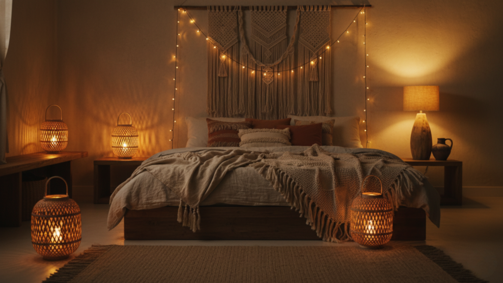 Boho bedroom: Soft Ambient Lighting for a Calm Mood