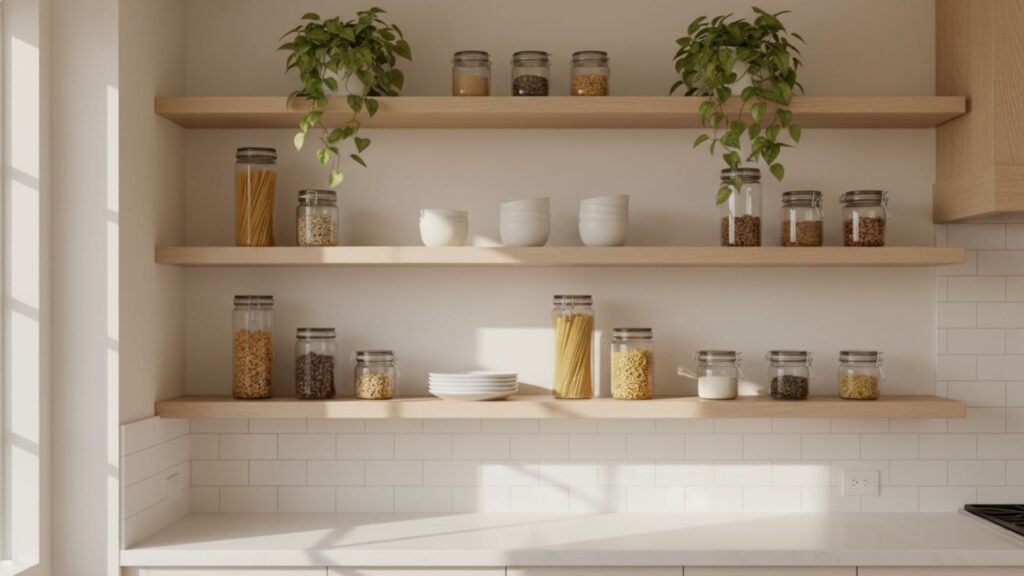 Add Open Shelving for Storage and Stylish Display