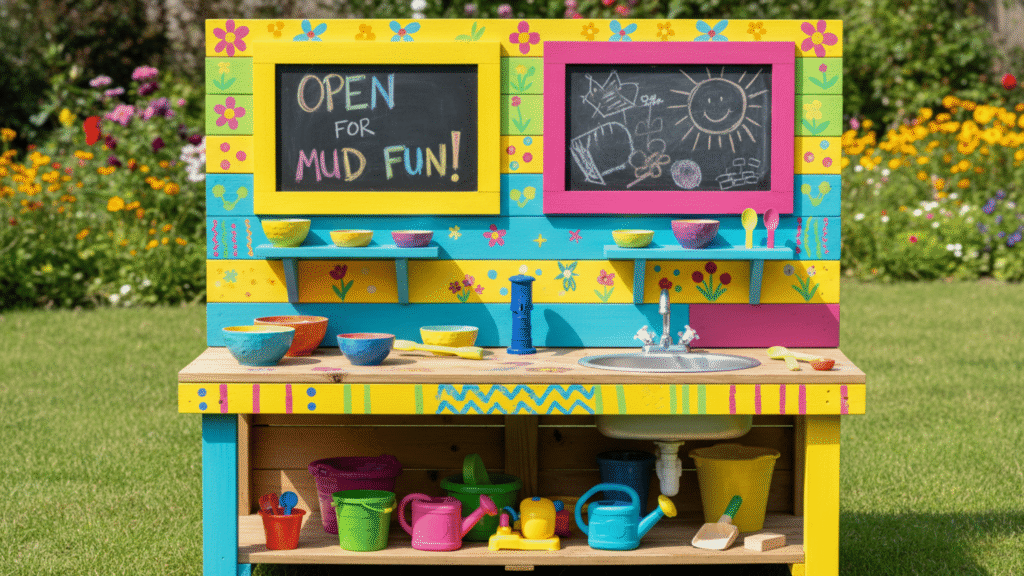 Painted Backsplash for a Colorful Mud Kitchen ideas