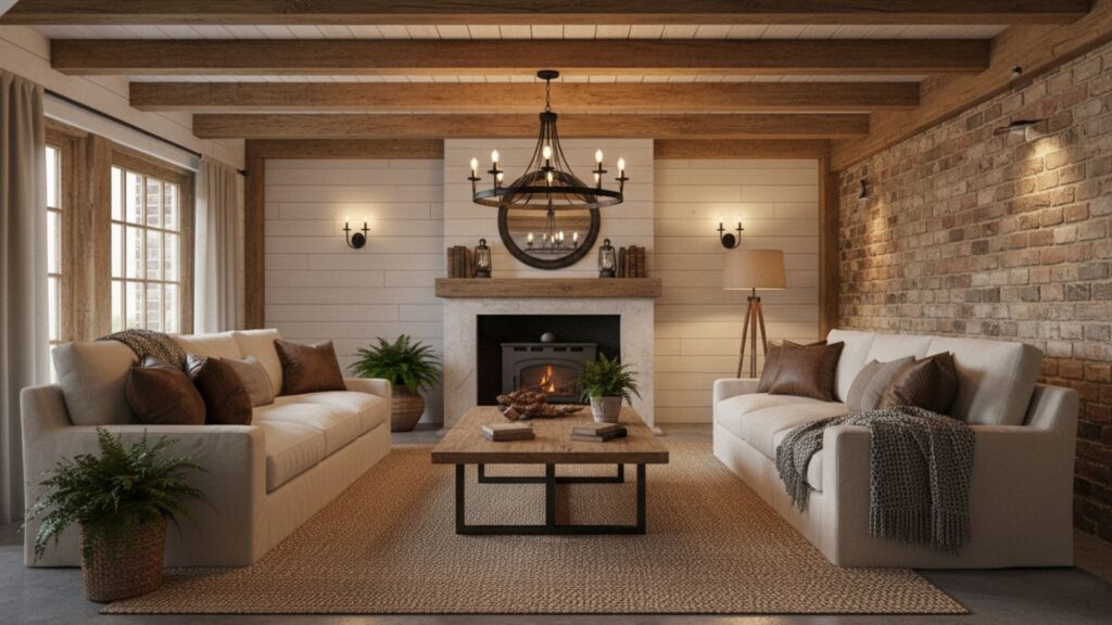 Ceiling with Exposed Beams for a Rustic Charm
