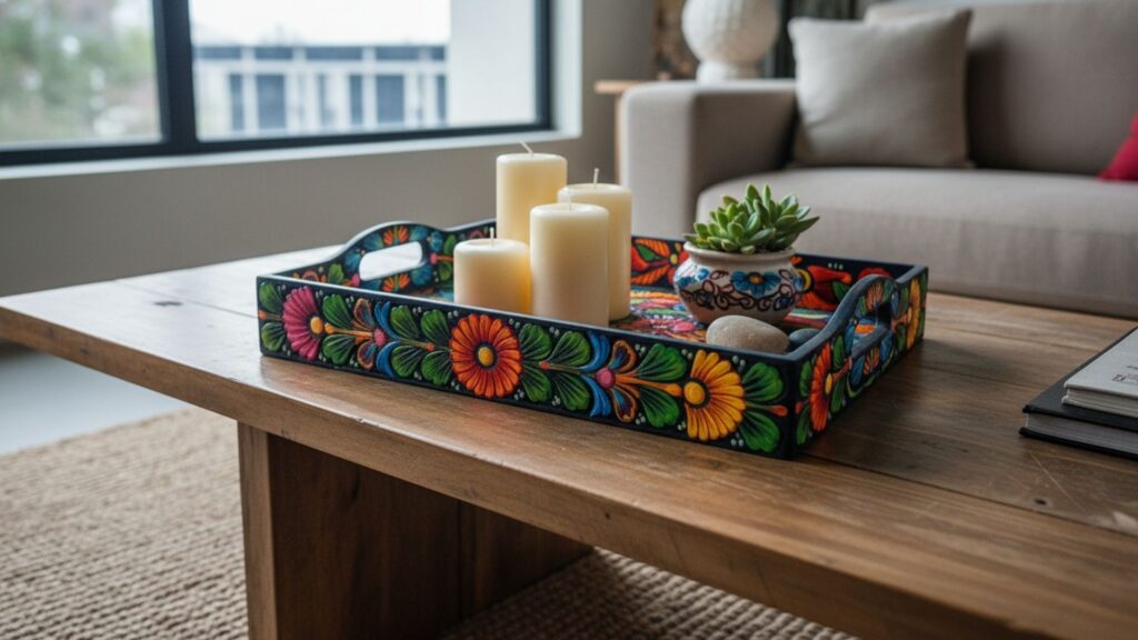 Hand-Painted Decorative Wooden Trays for Stylish Home Display Hand-Painted Decorative Wooden Trays for Stylish Home Display