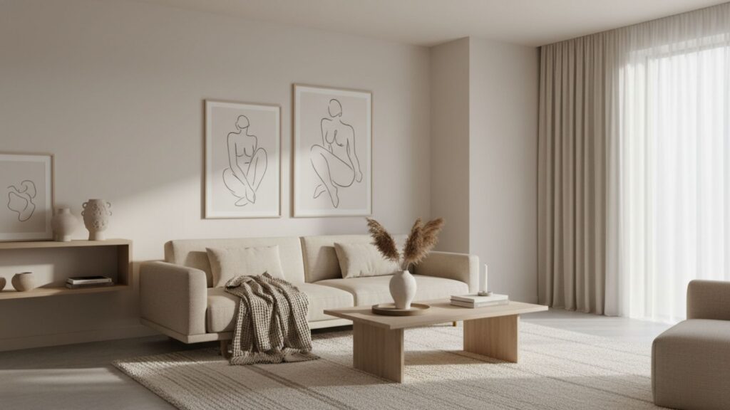 minimalist line art soft neutrals calm balance simplicity