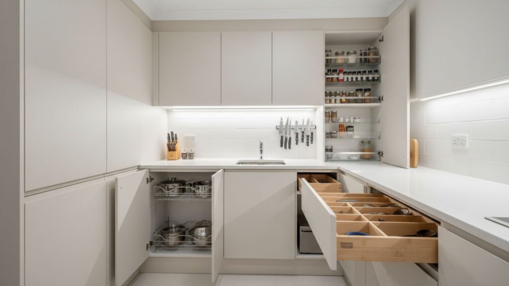 Incorporate Multipurpose Storage Solutions for Small Kitchen Efficiency