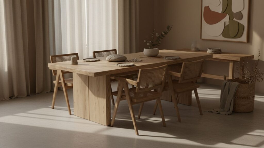 natural materials textures contemporary dining room