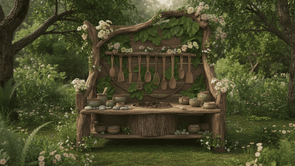 nature themed mud kitchen