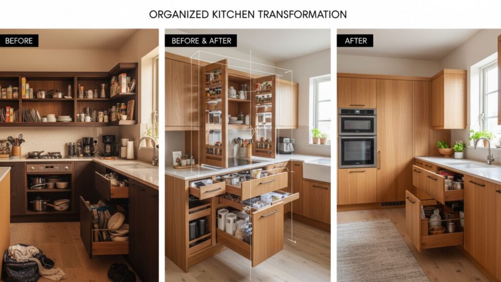 Cluttered Kitchen Reimagined With Smart Storage