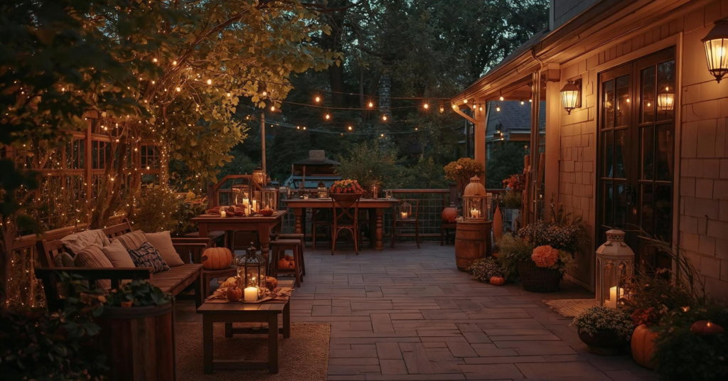 Soft outdoor lighting & Lanterns for a Magical Glow