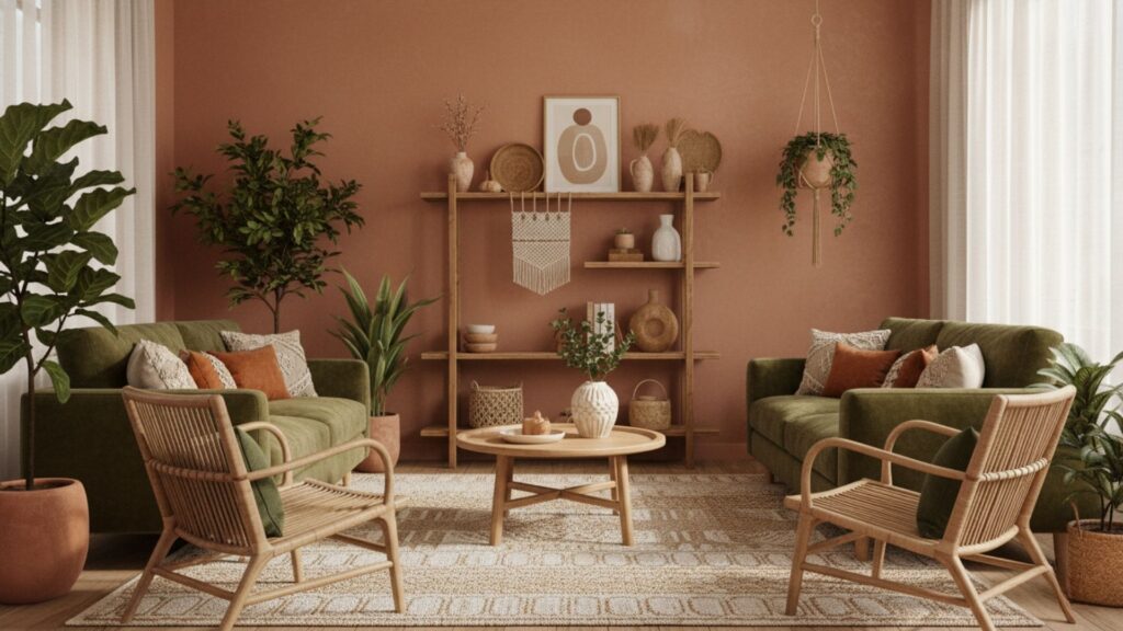 7. Terracotta & Olive Green for a Modern Boho Feel