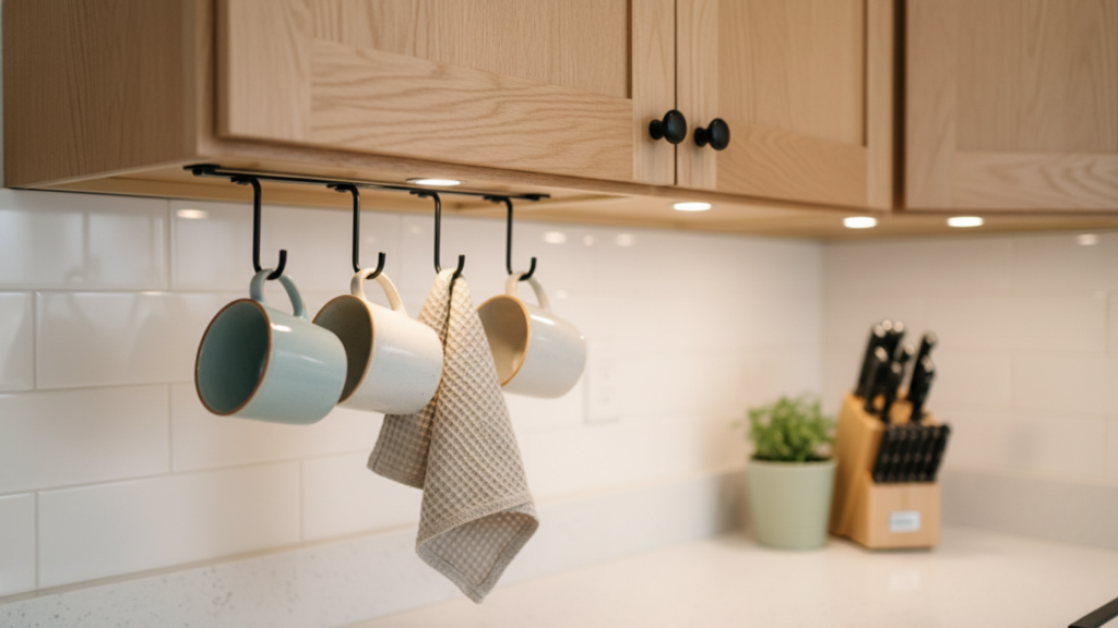 Under-Cabinet Hooks for Mugs & Towels
