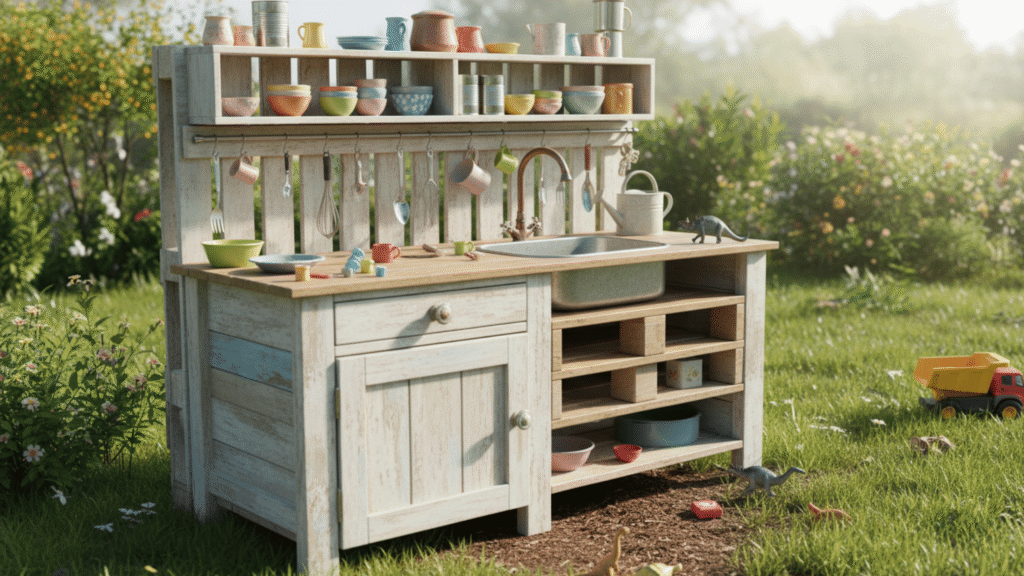 Upcycled Mud Kitchen Using Old Furniture