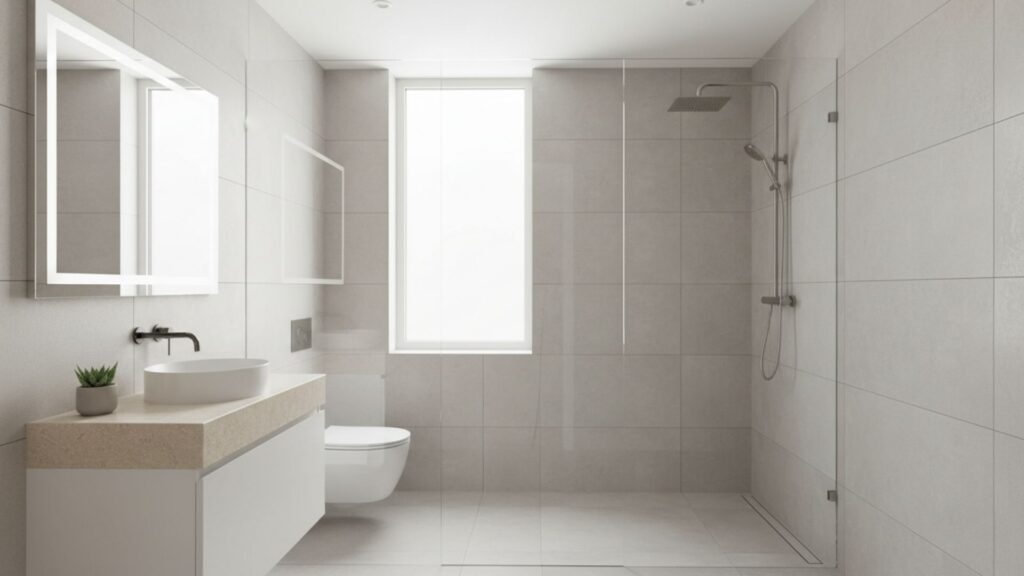 use glass shower enclosures to make bathroom look bigger