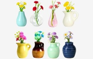 8 Pcs Cute Mini Ceramic Vase Fridge Magnets