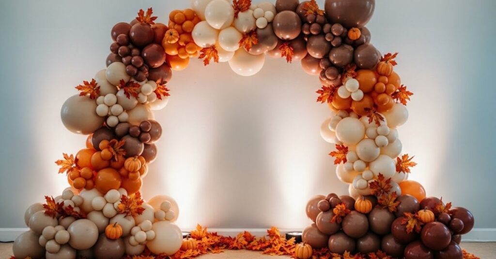 Autumn Balloon Arch with Neutral Tones