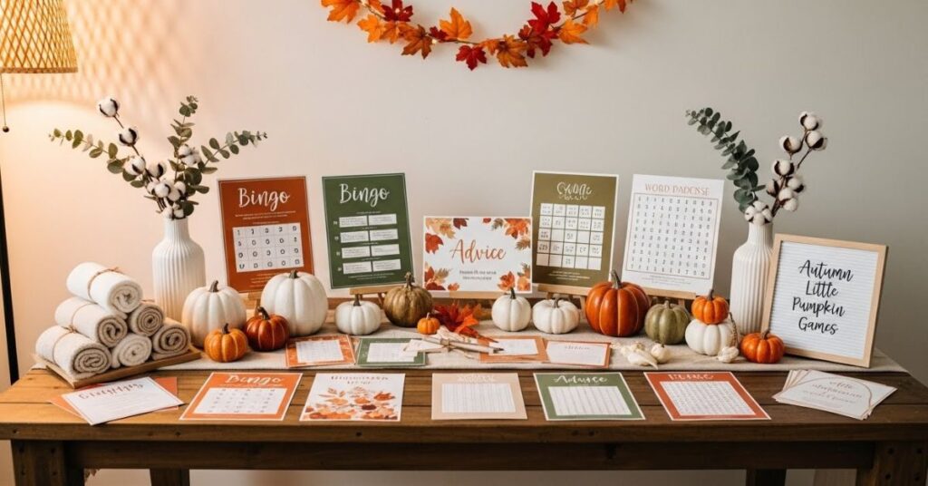 Autumn-Inspired Baby Shower Games Station