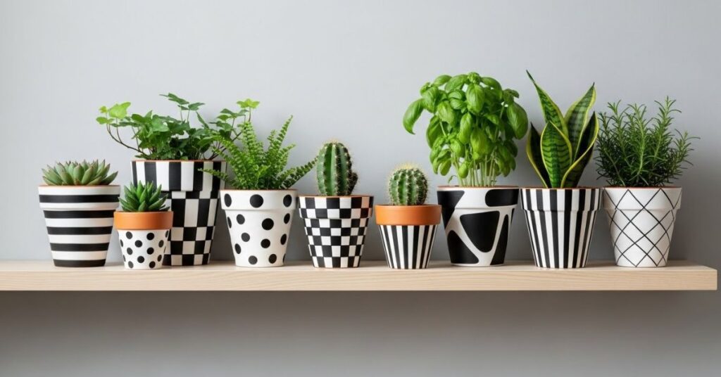 Black and White Terra Cotta Pot Designs