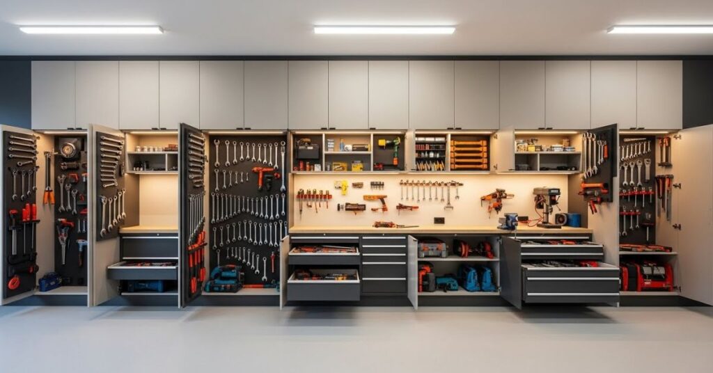 Built-In Cabinets for a Seamless Modern Garage