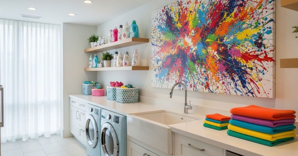 Colorful Abstract Art to Brighten Laundry Rooms