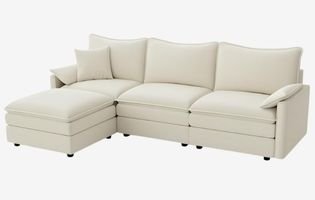 Comfy Cloud Couch with Movable Ottoman Deep Seat