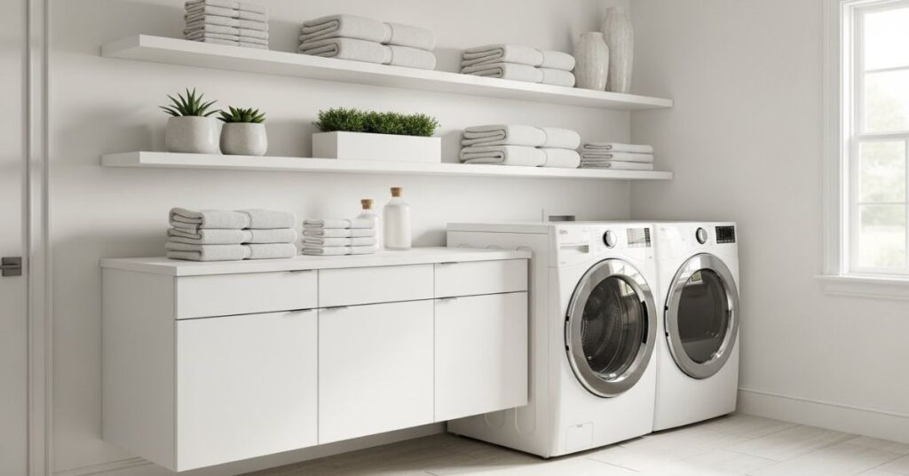 Floating Cabinets for a Minimalist Laundry Room