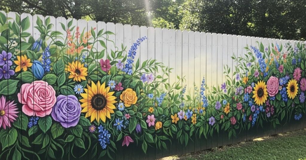 Floral Wall Murals to Brighten Garden Fences
