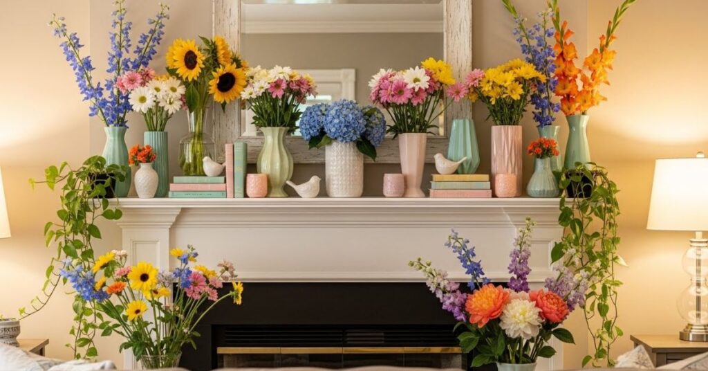 Floral and Greenery Accent Mantel