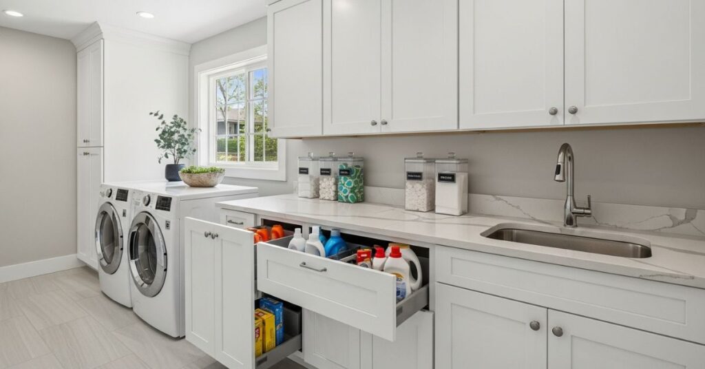 Functional Laundry Room Cabinets and Drawers