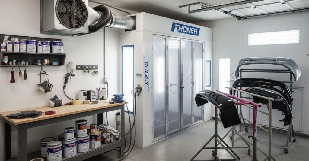 Garage Workshop with Multi-Level Shelving Units