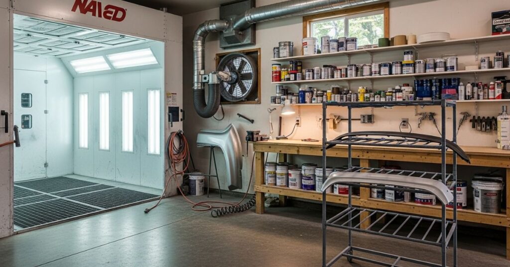 Garage Workshop with a Dedicated Painting / Finishing Zone