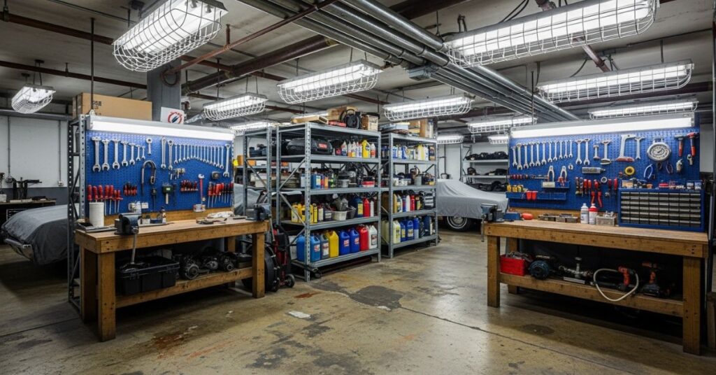 Industrial-Style Garage Workshop Layout