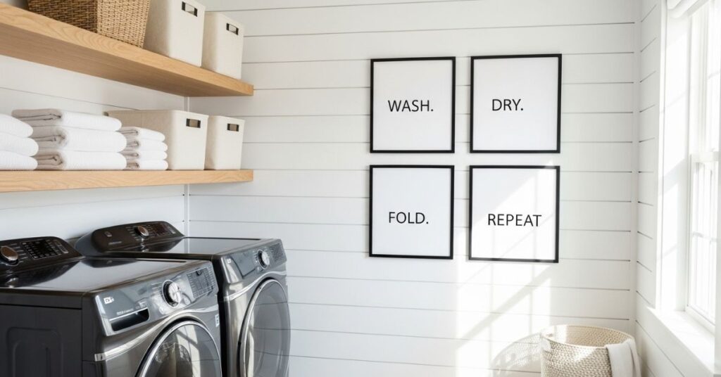 Minimalist Typography Prints for Modern Laundry Rooms