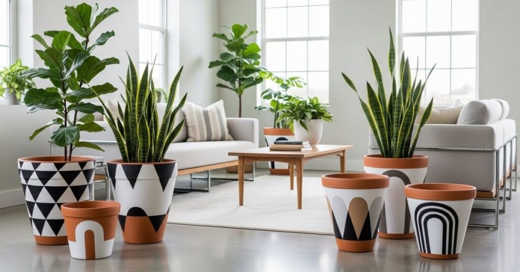 Modern Geometric Terra Cotta Pot Patterns