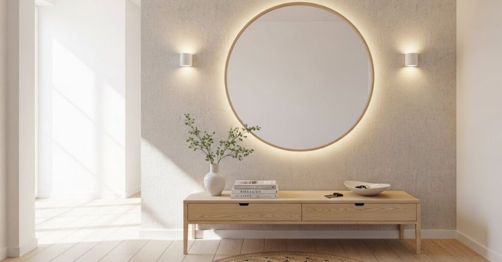 Modern Ikea Entryway Inspirations with Mirrors and Lighting