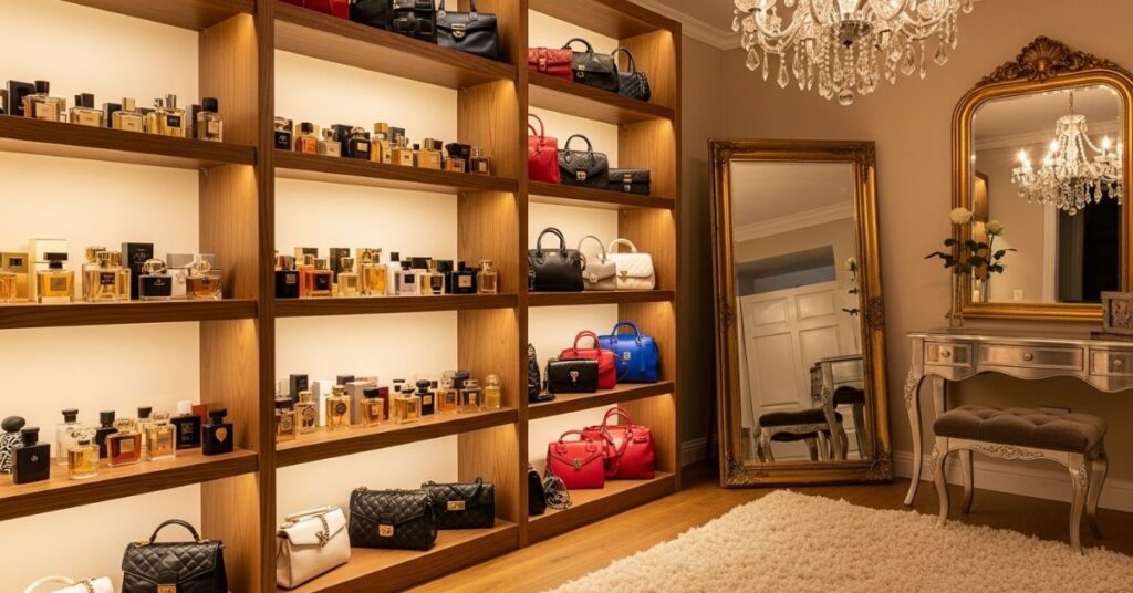 Perfume and Handbag Display Shelves