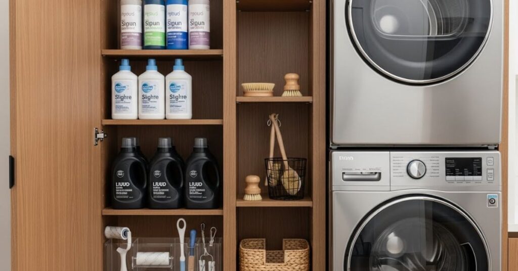 Pull-Out Cabinets to Hide Laundry Essentials