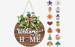 Rustic Round Wood Wreaths Wall Hanging Outdoor
