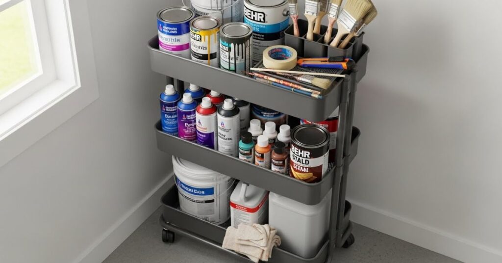 Slim Rolling Storage Carts for Tight Garage Corners
