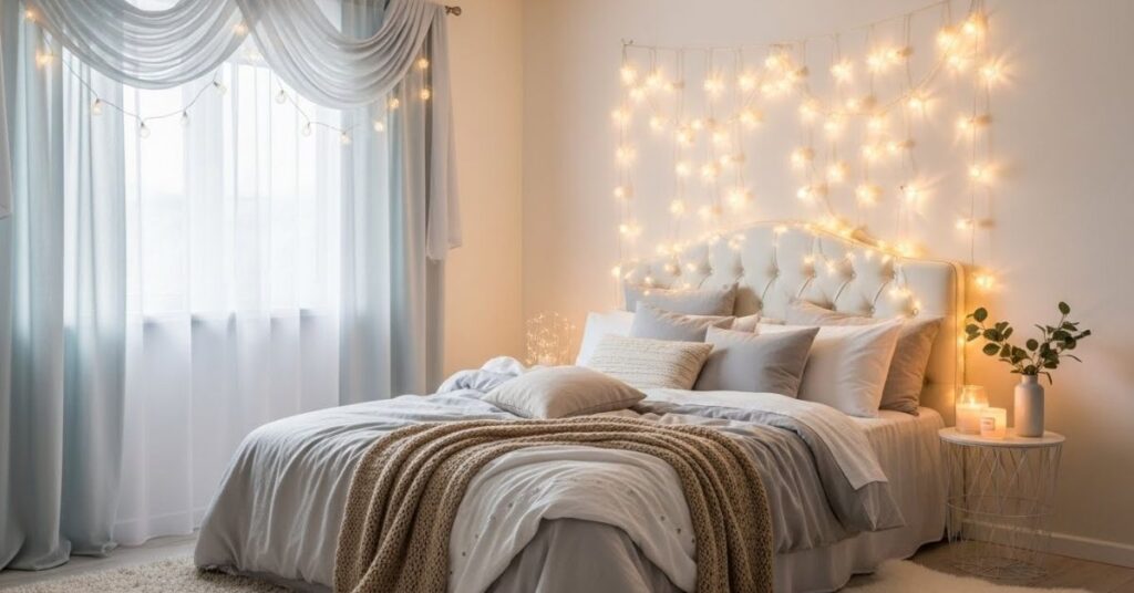 String Lights for a Dreamy Bedroom Look