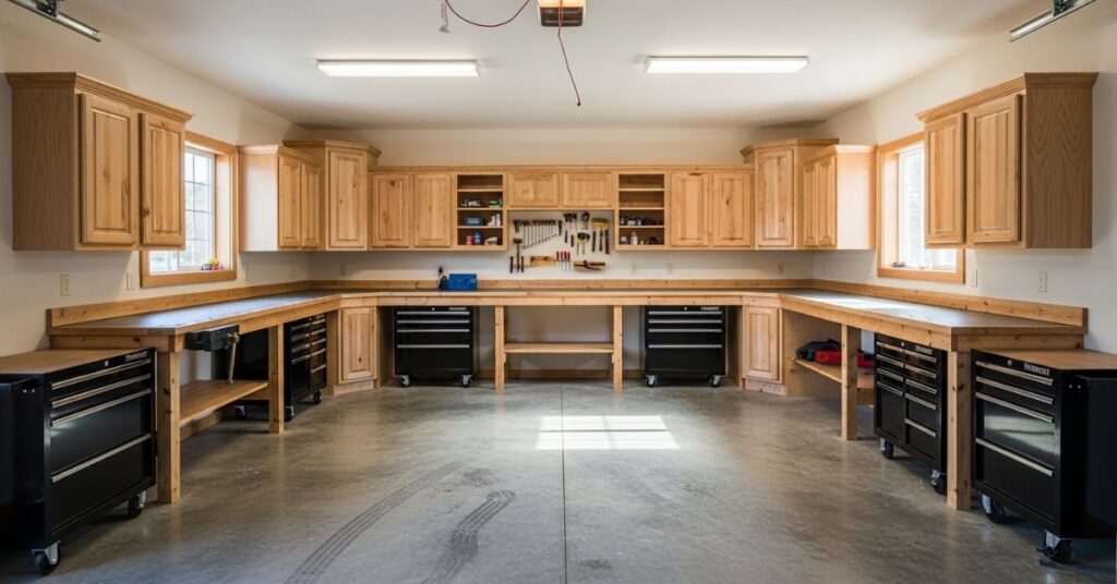 U-Shaped Garage Workshop Layout for Multi-Tasking