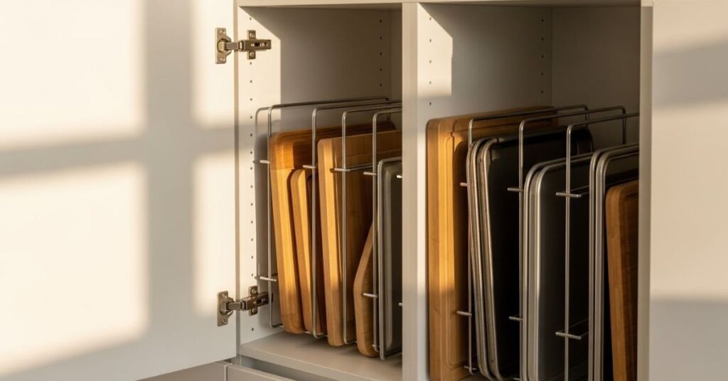 Use Vertical Storage for Cutting Boards & Baking Sheets