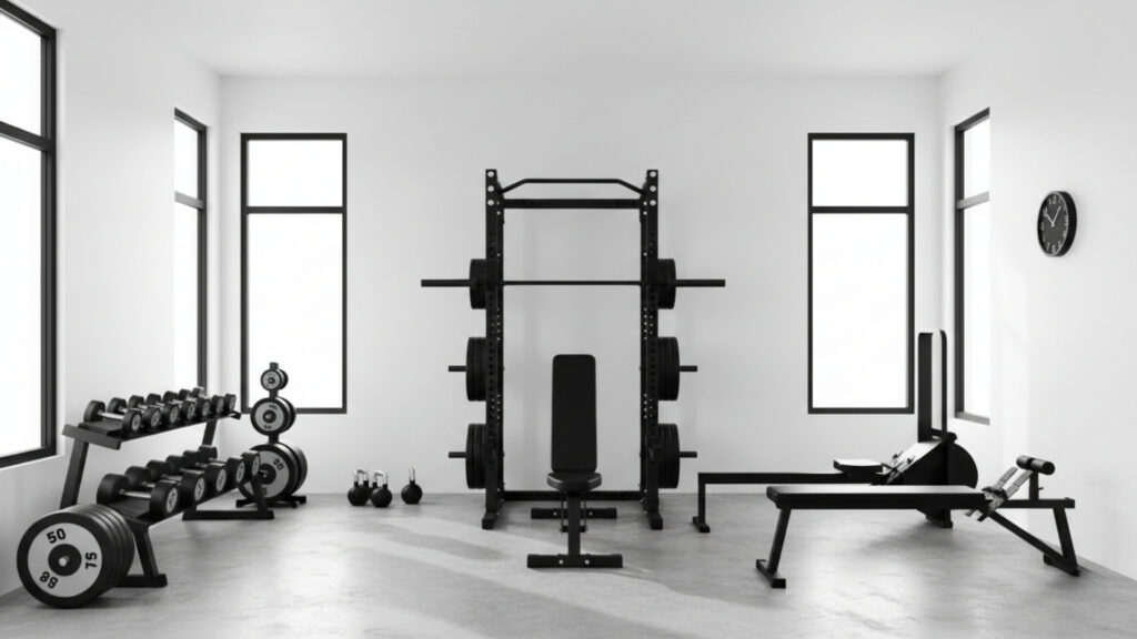 Black And White Home Gym Color Palettes For Minimalist Motivation