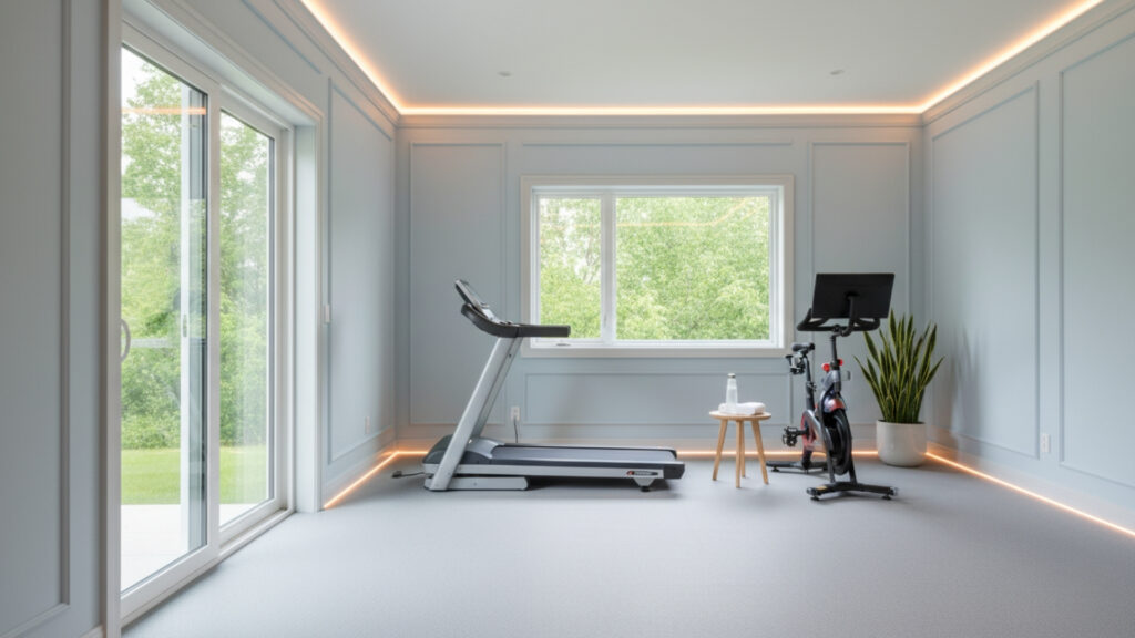 Calming Blue And Soft Gray Home Gym Color Palettes For Endurance
