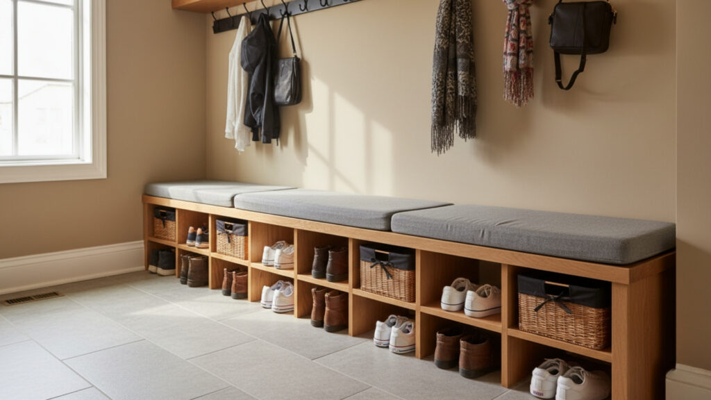 Built-In or Freestanding Benches for Functional Mud Rooms