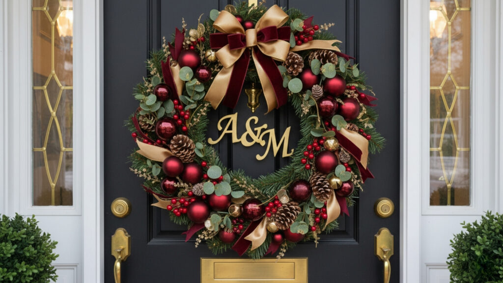 burgundy christmas wreath diy entryway