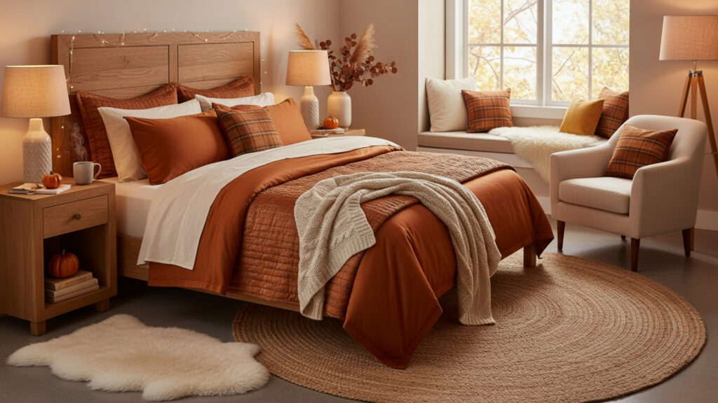 Burnt Orange and Copper Shades Energize Fall Bedding Aesthetics