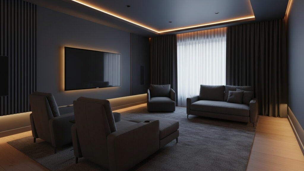 comfortable and space efficient seating for small home theaters