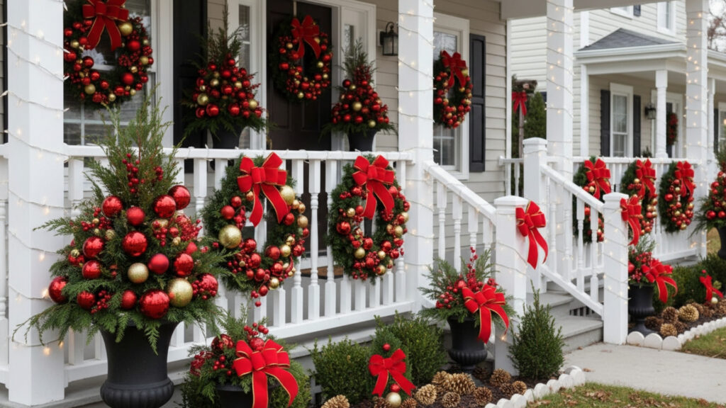 14. Coordinating Colors for a Cohesive and Elegant Outdoor Christmas Look