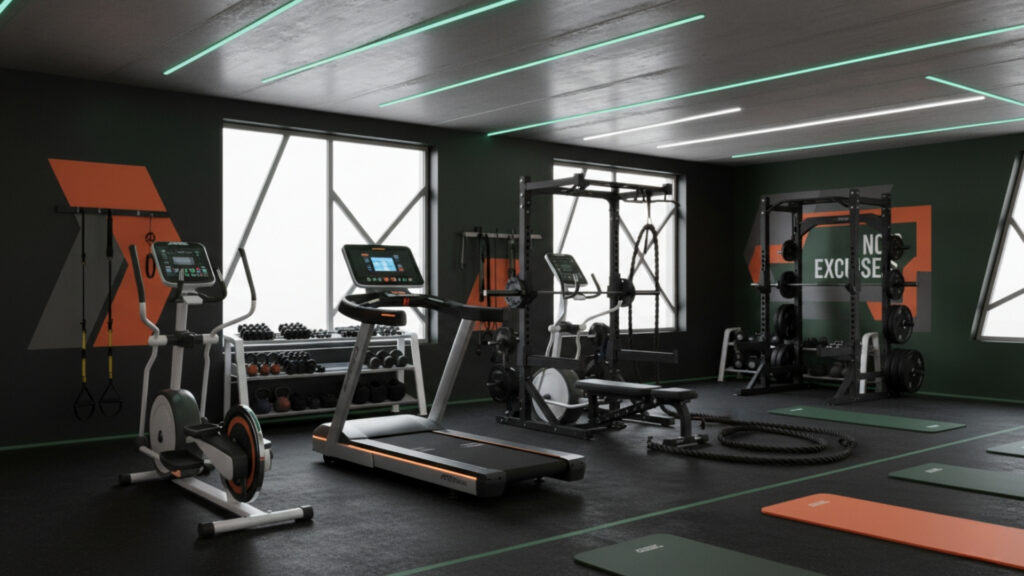 Dark Green And Black Home Gym Color Palettes For Serious Athletes