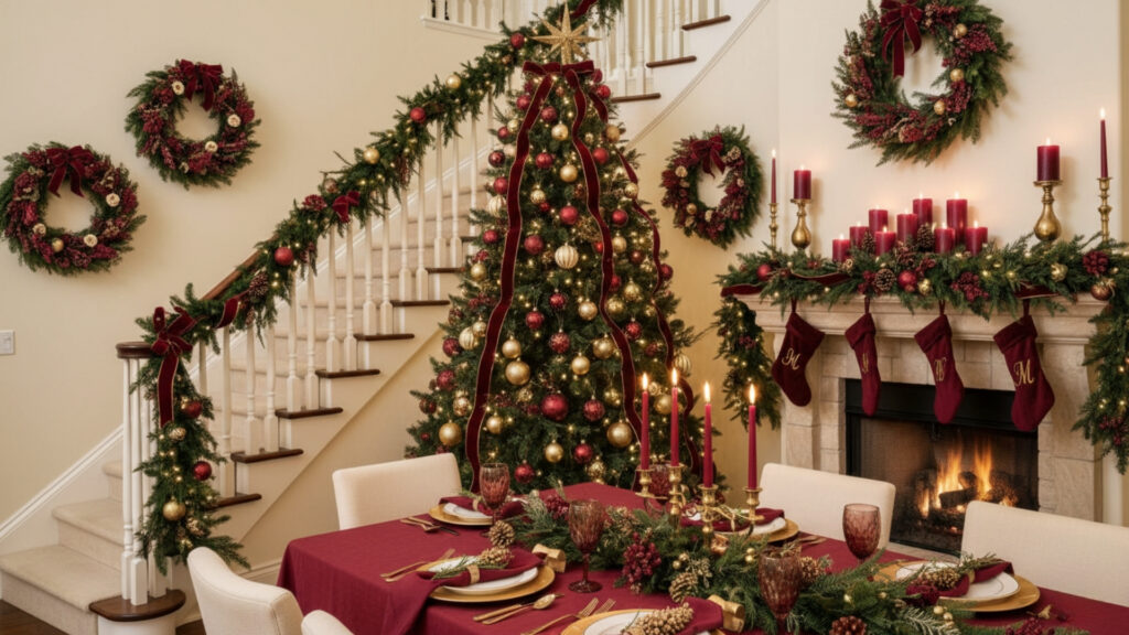 diy burgundy christmas decor unified holiday look