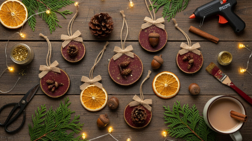 diy burgundy christmas ornaments natural elements